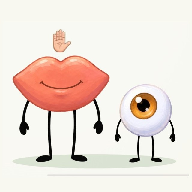 Mouth with a stop hand, next to Eye